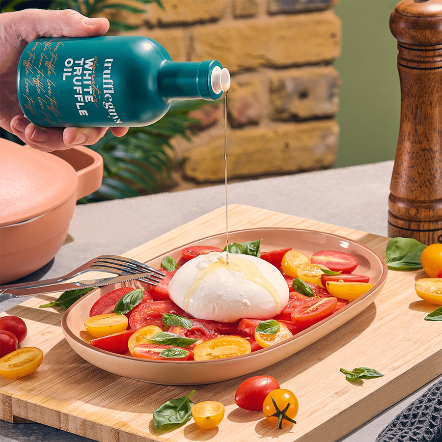 Roast Tomatoes with Burrata and White Truffle Oil