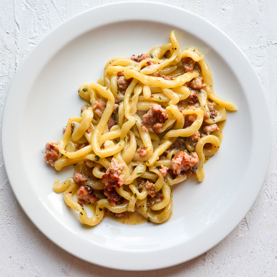 Sausage and truffle pici